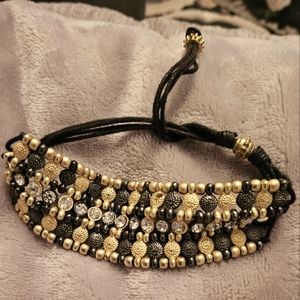 Metal bead and crystal bracelet